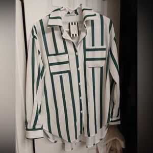 Green and White Striped Shirt